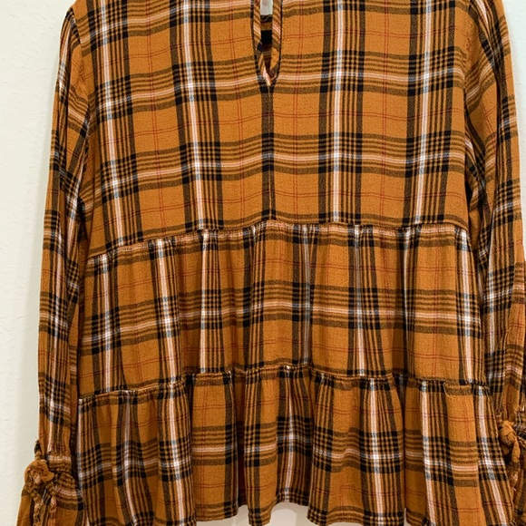 Maurices plaid tiered peasant blouse shirt women’s boho bohemian classic small - Picture 7 of 13